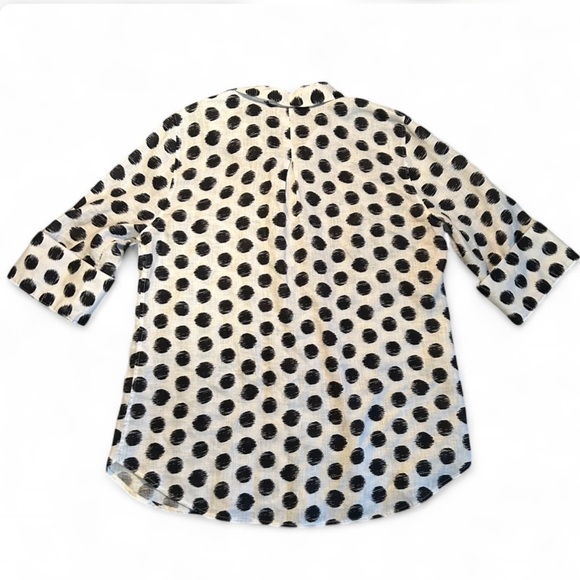 Chico's Black and White Polka Dot Button Down Shirt Linen - Picture 6 of 7